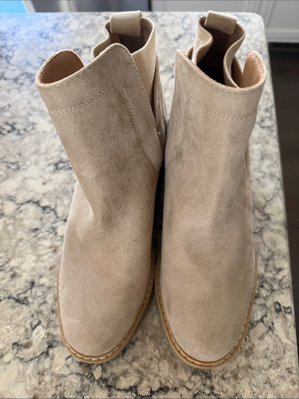 DV by Dolce Vita Taupe Suede Chelsea Ankle Booties